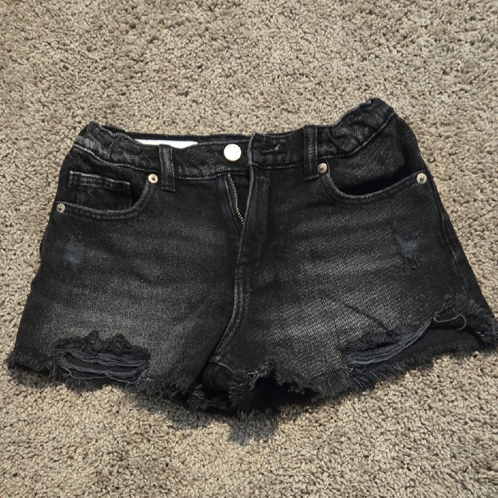 Zara Black Frayed Jean Shorts